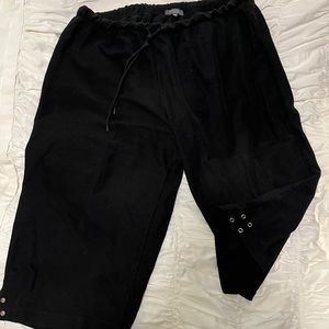 Black 4X Corduroy Capri Pants with Lacing Detail